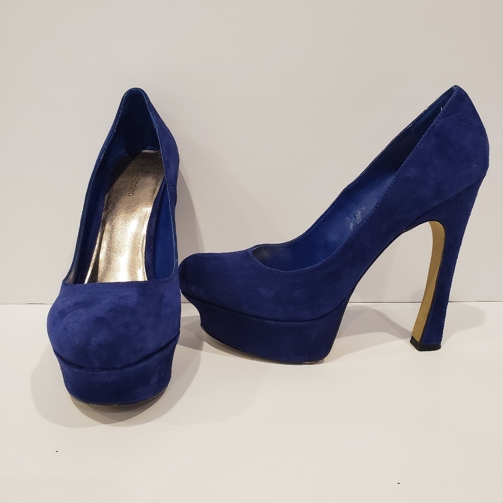 Zigisoho Studious Blue Suede Platform Heels - image 1